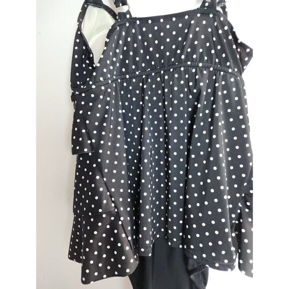 NWT Croft & Barrow Black White Polka Dot  "Tummy Slimmer" 1 Piece Swimsuit sz 10 - Picture 7 of 9